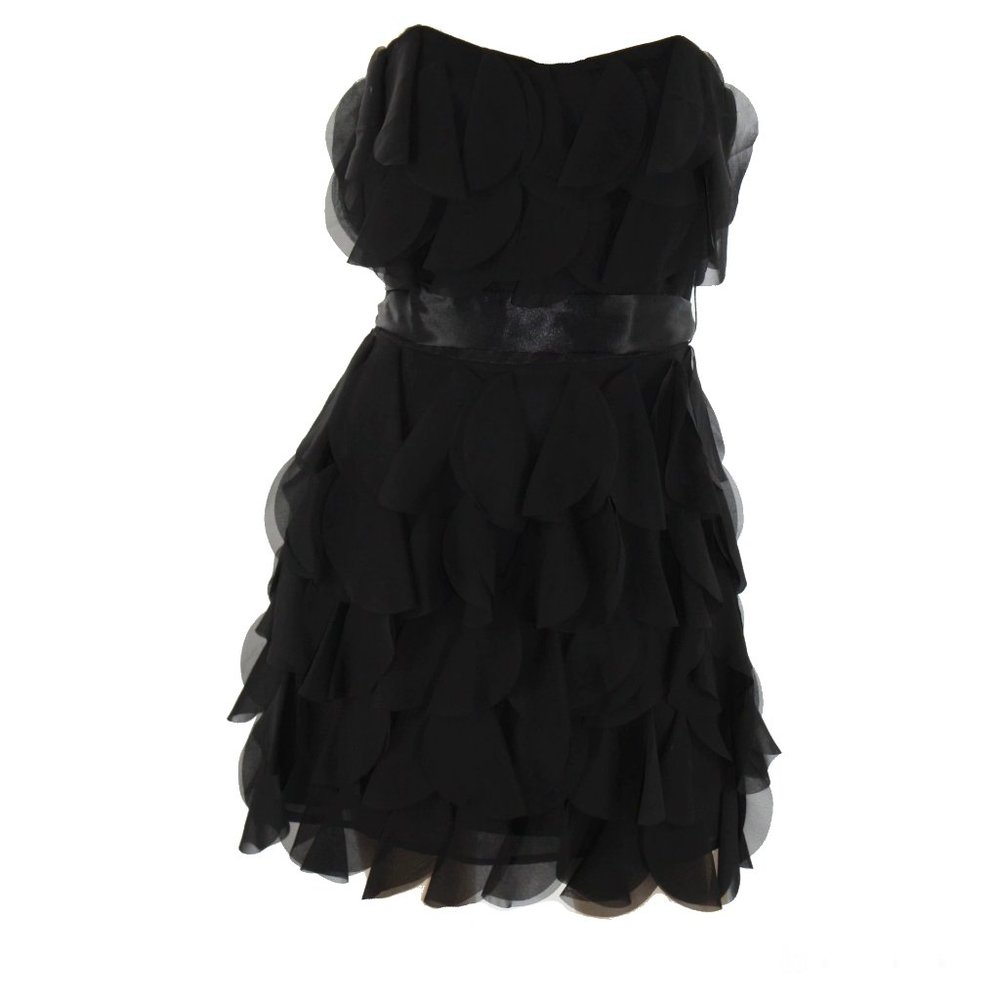 Black Chiffon Ruffled Mini Dress